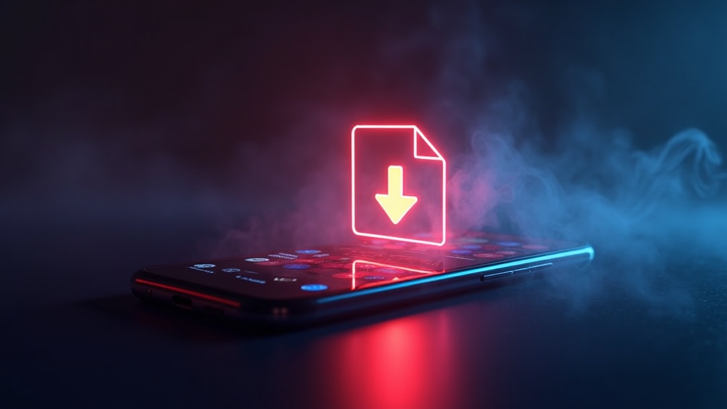 Android-telefoon met APK-download in een donkere casino-omgeving