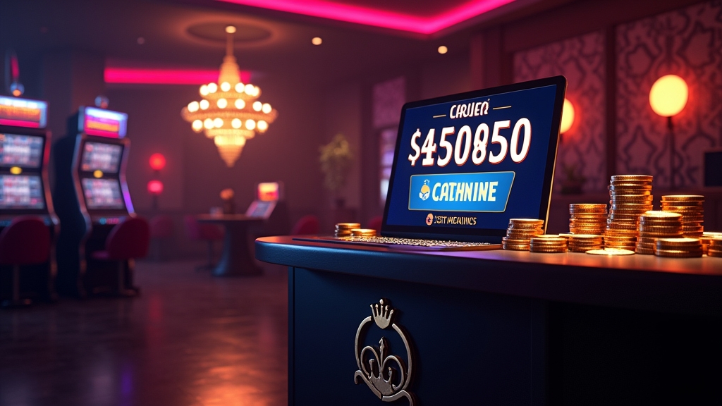 Casino-beeld met welkomstbonus, storting en neon slot-symbolen